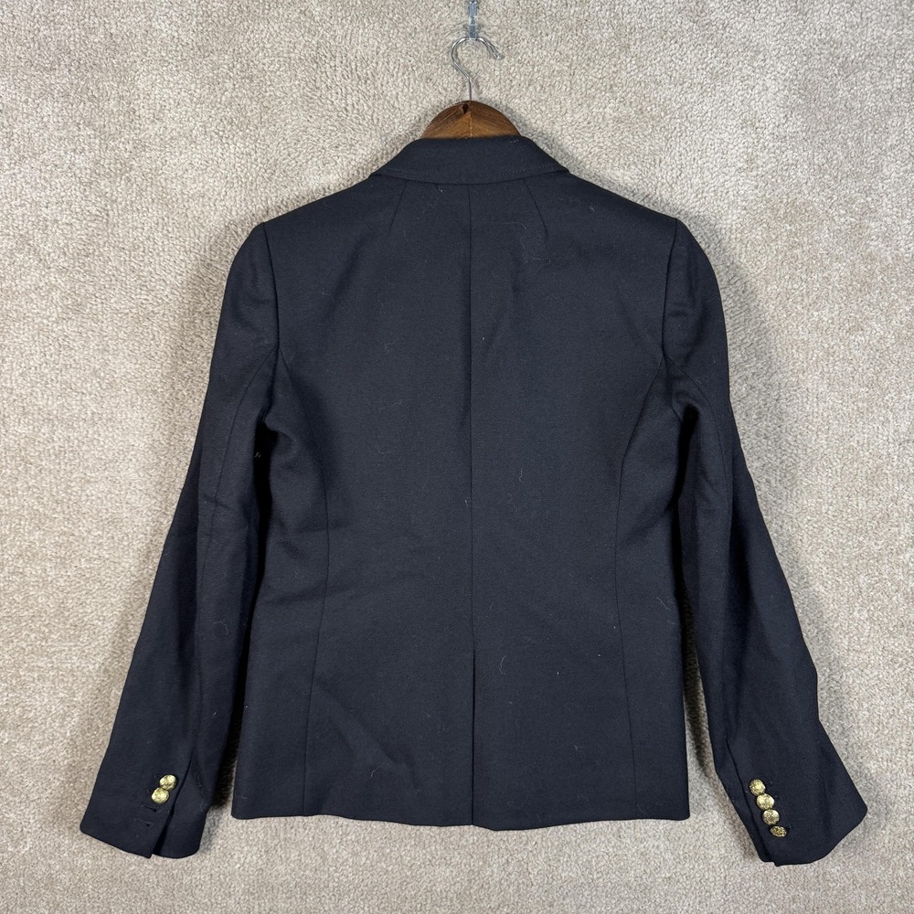 J. Crew Schoolboy Blazer Womens 2 Black Wool Twill Gold Button Lined Jacket - Picture 10 of 13